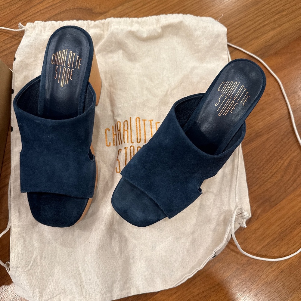 Charlotte Stone Nina Navy Suede Mules - Picture 10 of 10